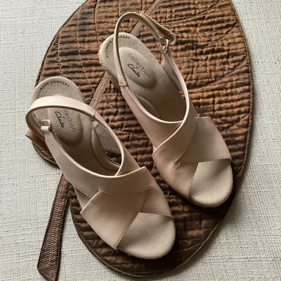 Clarks Leather Rope Wedge Sandals, Lafley Alaine, Blush, Size 7, Espadrilles NWT - Picture 4 of 12
